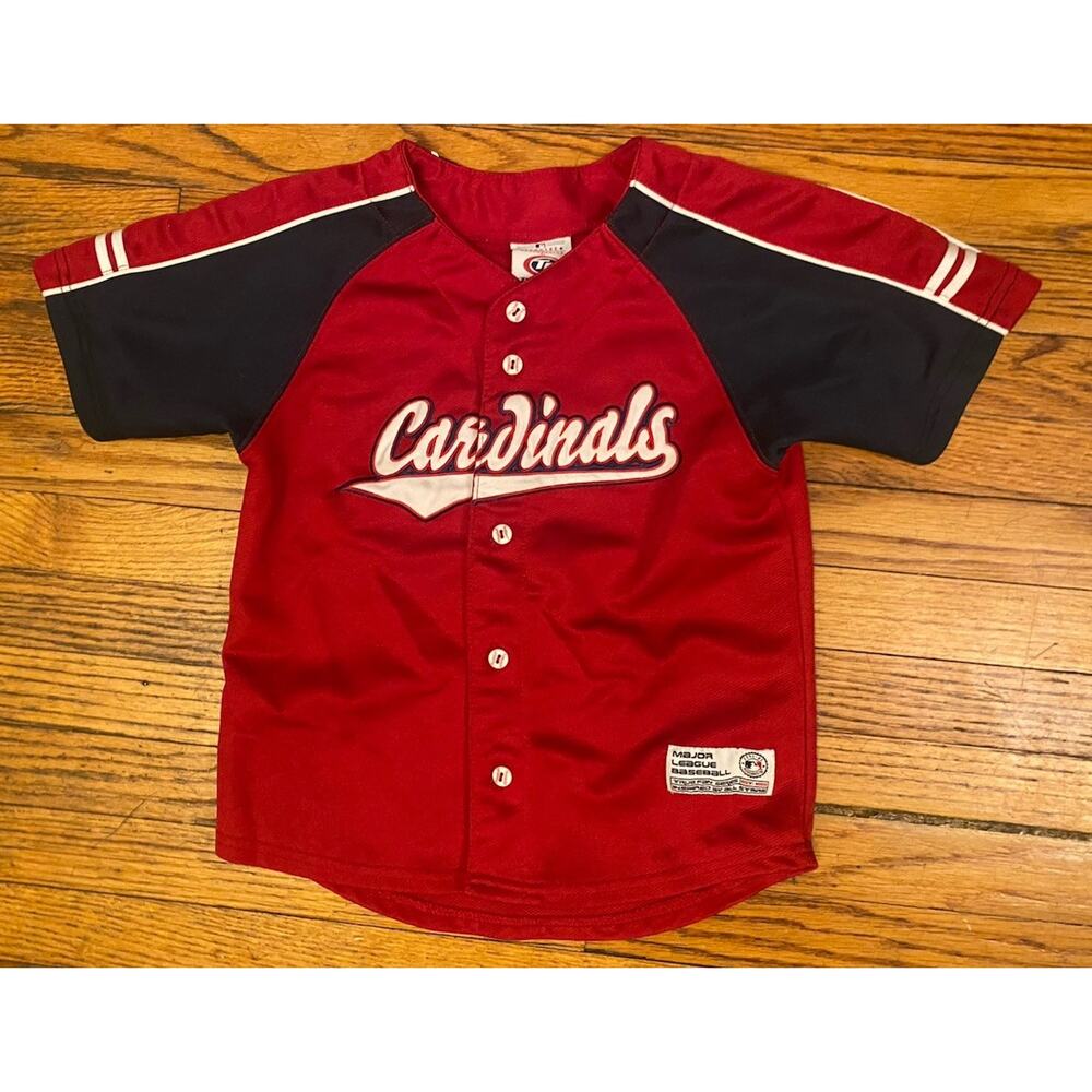 True Fan St Louis Cardinals Jersey Boys Shirt Size 7 Red